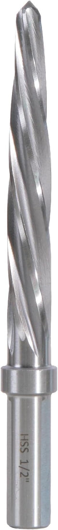 1/2" Bridge/Construction Reamer, M2 HSS Taper Chucking Reamer Drill Bit for Steel Alloy Aluminum Metal Wood Plastic, 1/2” Shank Chuck, Spiral Flutes, to Enlarge/Align Holes, 12mm