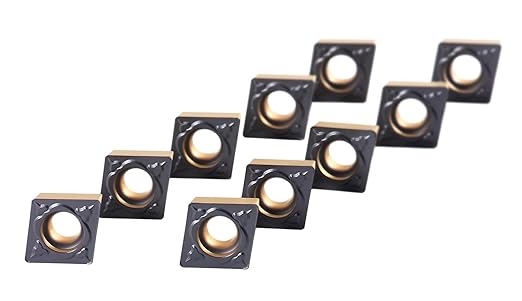 Accusize Industrial Tools Carbide Inserts Cvd Coating Ccmt 432 Black/Yellow, 10 Pcs/Package, 2200-1020x10