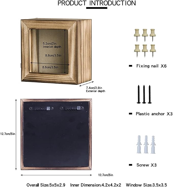 Freezing point Shadow Box Frame 5x5 Shadow Box Display Case Cabinet Picture - Image 6