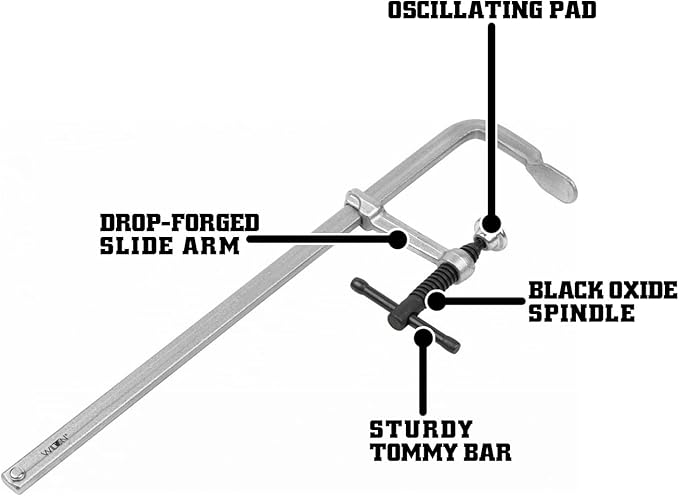 Wilton Mini F-Clamp, 12" Opening, 2-1/4" Throat, 400 Lbs. Clamping Force (Model MMS-12)