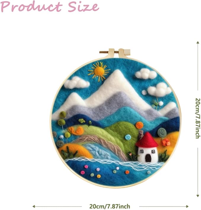 CaptainCrafts Needle Felting Kit, Wool Felt Supplies, Embroidery Hoops - Image 2
