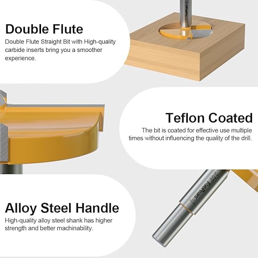 FivePears Forstner Drill Bit 1/2 inch Shank, 2-5/8 inch Cutting Diameter, Carbide Tipped Wood Hole Saw Auger Opener, Hole Opener Hinge Hole Cutter for Woodworking, Plastic, Plywood Products