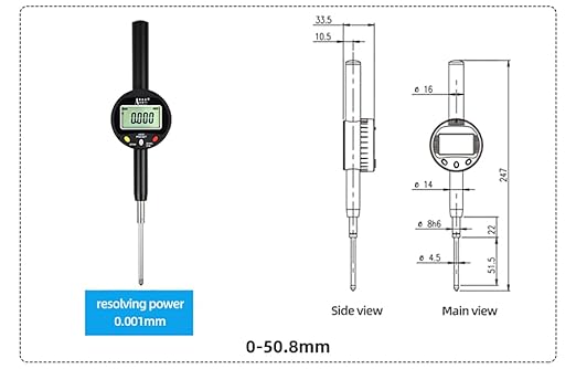Digital dial Gauge, Range 0-2in/50.8mm, Accuracy 0.00004 in/0.001 mm（Q50）