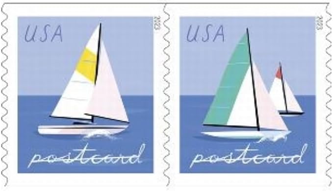 United States Postal Service Sailboats 2023 Blue Rectangular Postcard Stamps - Image 7