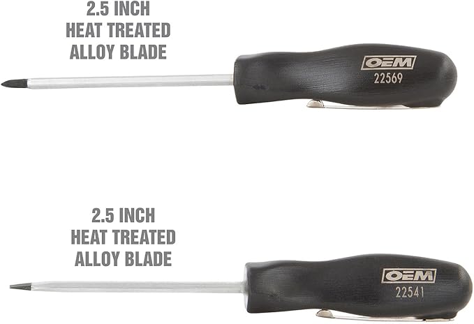 OEMTOOLS 22590 2 Piece Pocket Screwdriver Set, Mini Screwdriver Set, 2 Piece Set with Small Flathead Screwdriver and Phillips Head Screwdriver