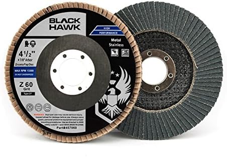 BHA Grinding and Sanding Flap Discs T27, 4-1/2" x 7/8", 60 Grit - 10 Pack