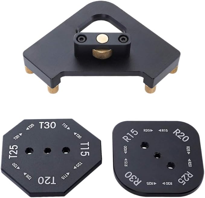 8 in 1 Aluminum Alloy Corner Radius Routing Templates Aluminium Alloy Router Templates for for Trimmer R10 R15 R20 R30, T15 T20 T25 T30 Half Round Corner Radius Quick-jig
