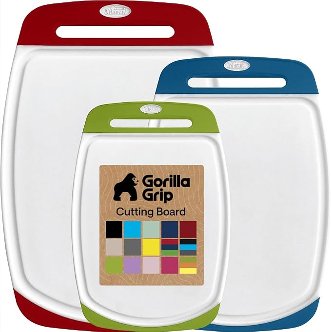 GORILLA GRIP BPA-Free Reversible Kitchen Cutting Board Set of 3, US Designed by Unknown