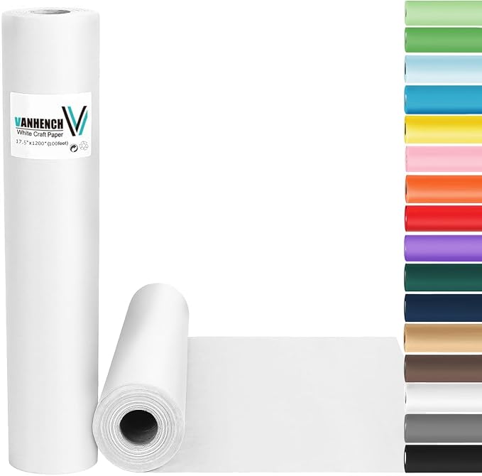 Vanhench White Wrapping Paper Roll 17.5"x1200" | by Vanhench