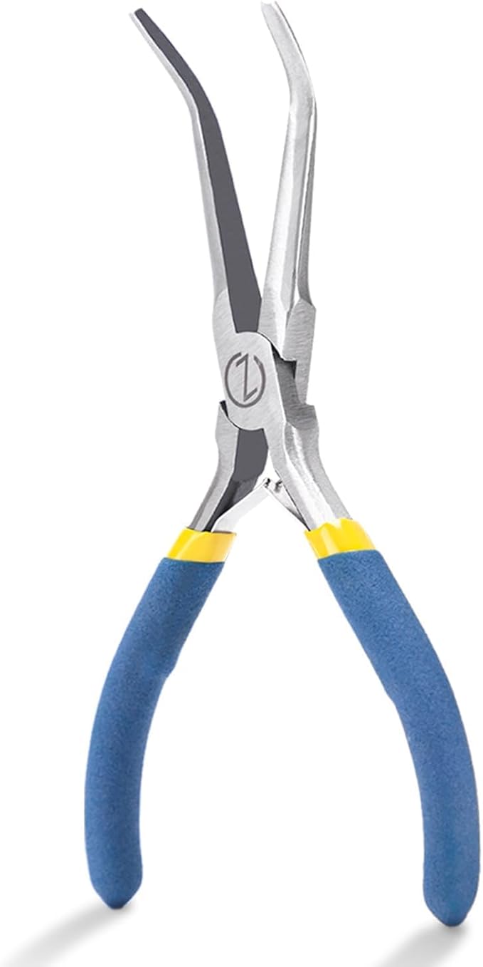 VISEMAN 6" Mini Needle Nose Pliers with Comfort Grip Handles, Long Nose Pliers for Handmade Craft, 45 Degree Bent