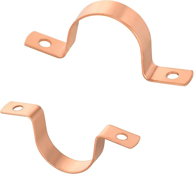 2-Pack EFIELD 2-Inch Copper Pipe Straps, Two-Hole Clamp Mount, Copper Made, (COPPER129)
