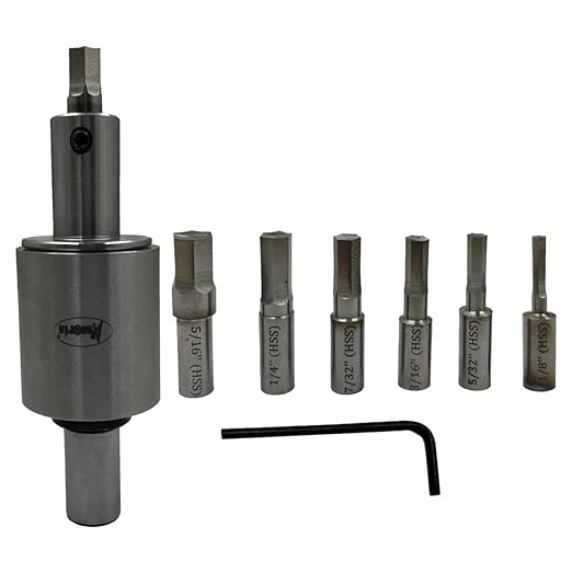 ASSORTS Precision Rotary Broach with 3/4" (19.05 mm) Shank & 7-Piece HSS Hex Punch Set – Ideal for CNC, Lathe, Milling & Drilling Machines
