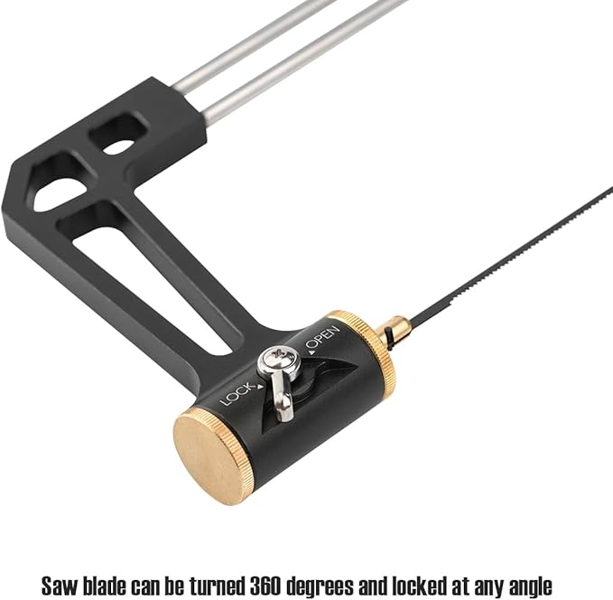 TOOLCOOL Coping Saw for Woodworking Aluminum Alloy Frame Hardwood Hex Handle Handsaw with 15T 18T 24T High Speed Steel Saw Blades