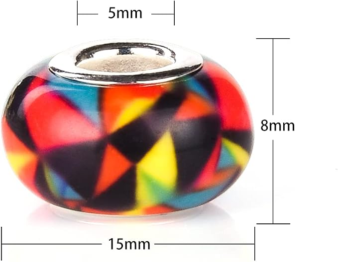 120 Pieces Assorted European Craft Beads Large Hole Lampwork Spacer Beads - Image 4