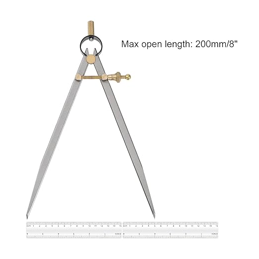 Spring Joint Caliper - [8 Inch] Carbon Steel Spring Divider Caliper with Brass Fulcrum for Metalworking Drawing Use, Flat Leg