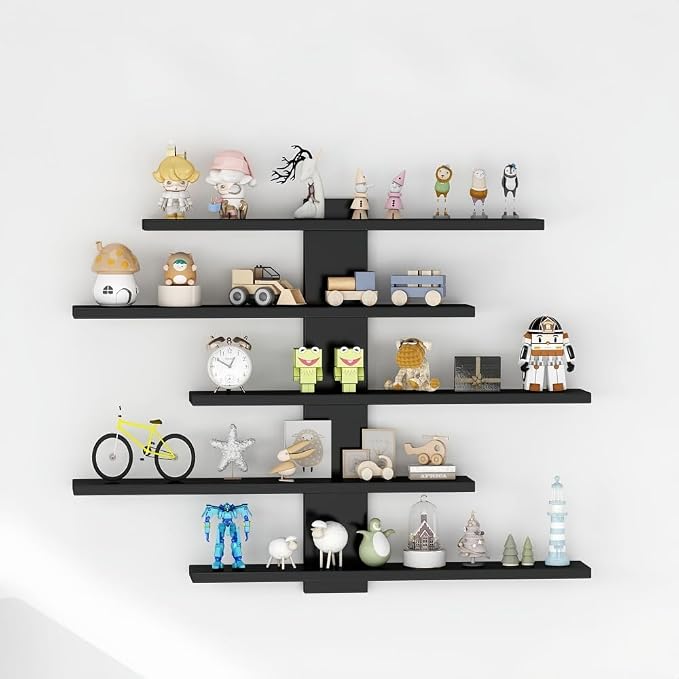 5-Tier Floating Wall Mounted Shelves, Wall Display Storage Shelf - Image 6