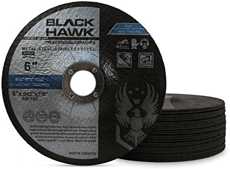 BHA Metal and Stainless Steel Depressed Center Cut Off Wheels for Angle Grinders, 6” x .045” x 7/8” - 25 Pack