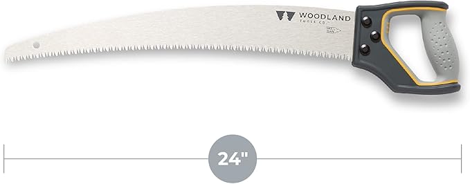 Woodland Tools Super Duty D-Handle Pruning Saw – Curved Tree Saw with Hardened Steel Blade, Aggressive Teeth, Non Slip Grip – Manual Tool for Limb Cutting, Branch Removal, and Yard Work