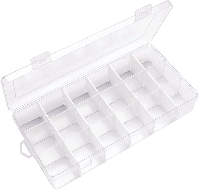 IOOLEEM 18 Grids Adjustable Dividers Plastic Bead Organizer Box, Organizer by IOOLEEM