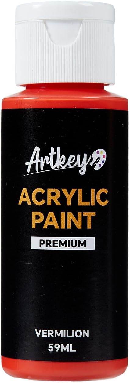 Artkey Vermilion Acrylic Paint - 2oz/59ml Acrylic Paints Professional Artists by Artkey