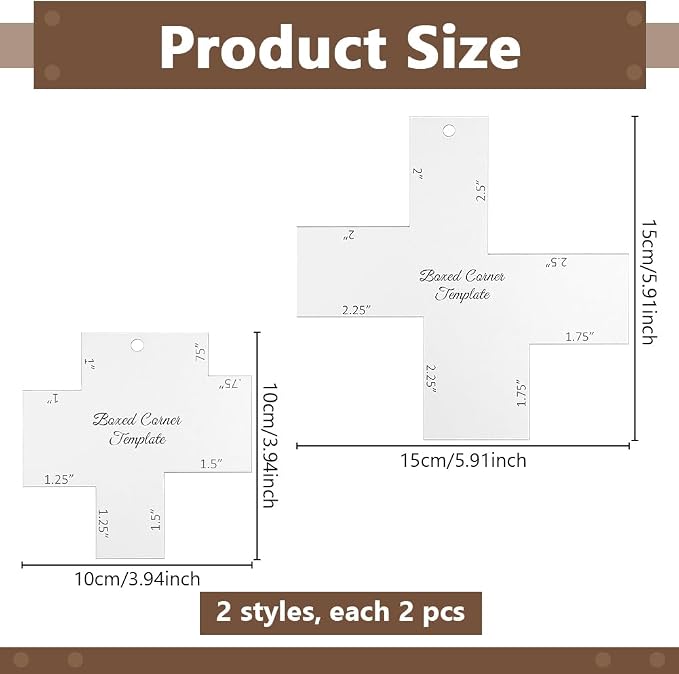 INFUNLY 4pcs Boxed Corner Template 2 Size Cutting Corners Template - Image 2