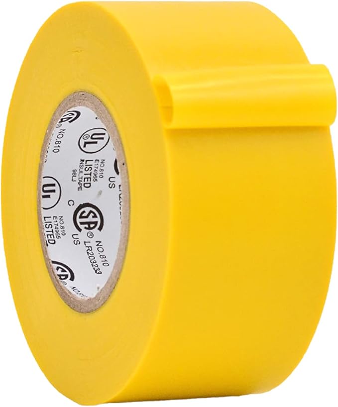 WOD ETC766 Professional Grade General Purpose Yellow Electrical Tape UL/CSA Listed core. Vinyl Rubber Adhesive Electrical Tape: 1.5 inch X 66 ft - Use at No More Than 600V & 176F (Pack of 1)