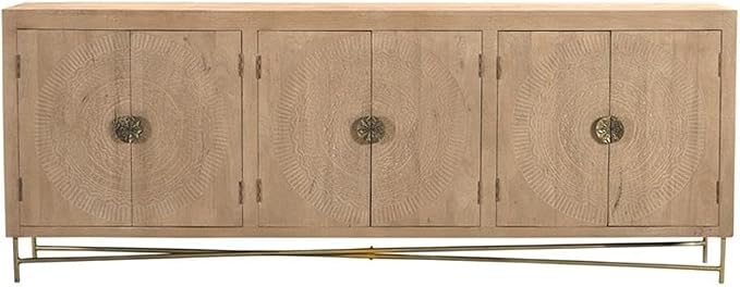 Chateau 6-Door Carved Solid Wood Sideboard in Beige - Image 3