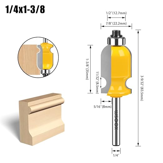 WSOOX 3PCS Architectural Molding Router Bit Set 3 Style Classical Molding Shape Router bits with 1/4" Shank Molding Bits for Furniture Making.