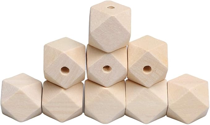 20mm Wooden Beads Geometric Shape, Smooth Loose Beads Unfinished Spacer Beading - Image 6