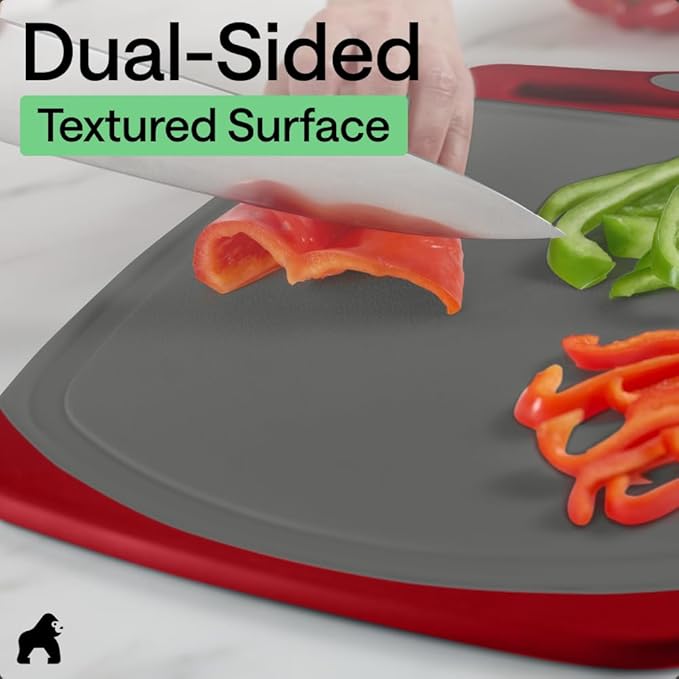 GORILLA GRIP BPA-Free Reversible Kitchen Cutting Board Set of 3, US Designed - Image 6
