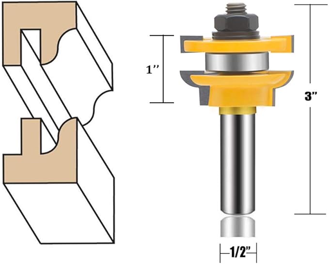 LEATBUY 3 PCS Router Bit Set 1/2 Inch Shank, Round Panel Cabinet Door Rail Stile Router Bits, Woodworking Wood Cutter, Table Carbide Groove Tongue Milling Tool(1/4-single)