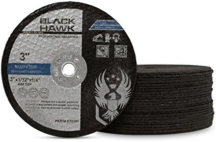 BHA Metal and Stainless Steel Cut Off Wheels for Die Grinders, 3” x 1/32” x 1/4” - 25 Pack