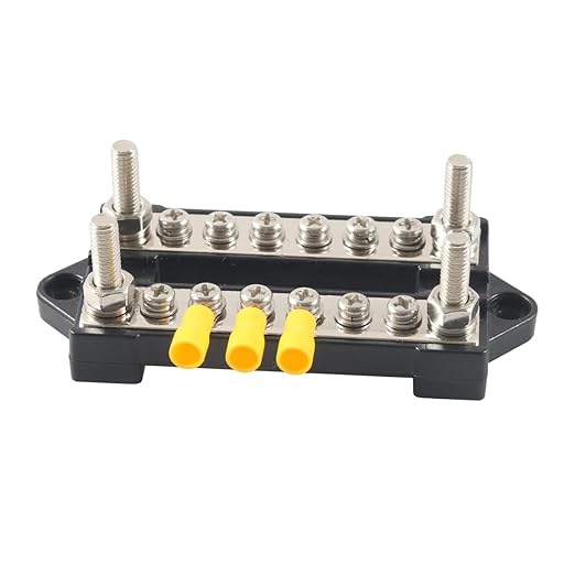 12V 12x8# Power Distribution Terminal Block Battery BusBar Set Negative/Positive Insulated Busbar for Auto Marine Car Trailer RV Boat Motorcycle UTV ATV