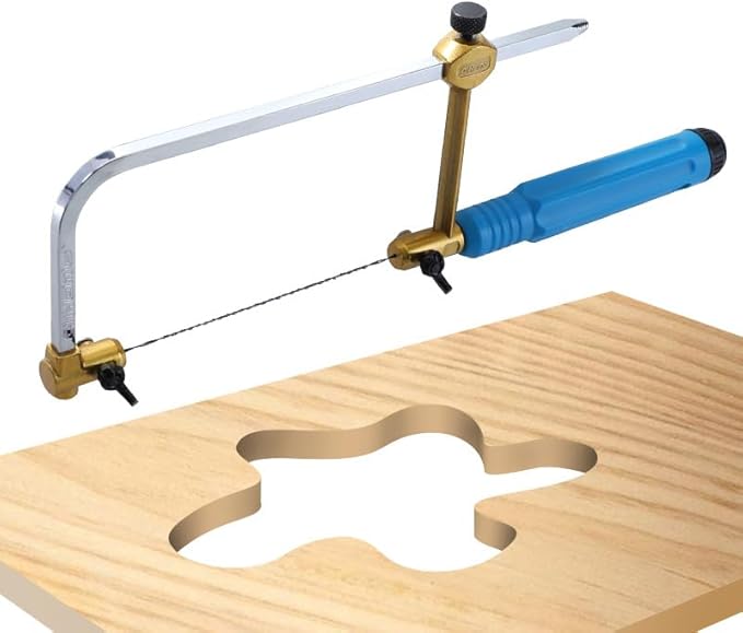Precision Coping Saw with 8 Spiral Teeth Blades – Fast Cutting for Jewelry Making, Metal, Wood & Plastic Crafts – Ergonomic Non-Slip Handle, Woodworking & DIY Projects (11” x 5.9”)