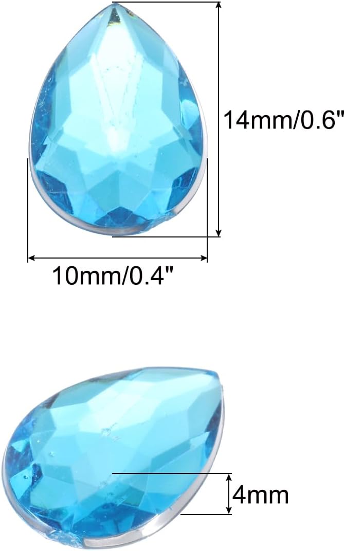MECCANIXITY 50PCS Flat Back Acrylic Teardrop Gems 10x14mm Artificial Rhinestones - Image 2