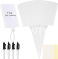 Pajean Waterproof Plastic Tags with Marker Pens and Sticker Labels, Self Locking Bag Writable Tags with Wire Cable Ties for Luggage(White,50 Pieces)