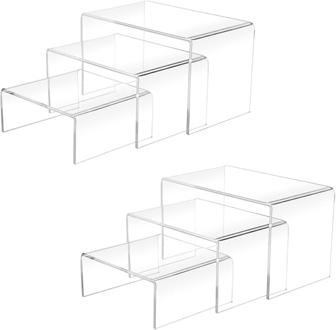 Cerpourt 2 Sets Acrylic Display Risers Clear Product Stand, Cupcakes Holder by Cerpourt