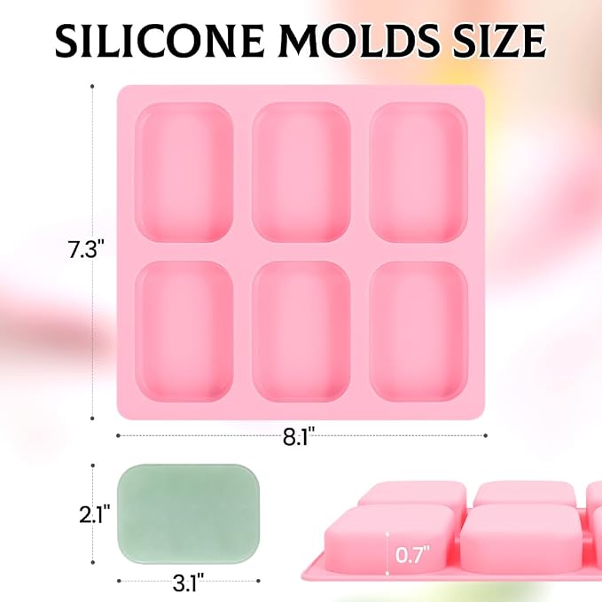 SJ Soap Molds 2 Packs, Rounded Rectangle Silicone Soap Molds - Image 3