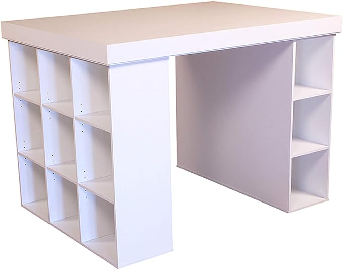 Project Center Desk with Bookcase and 3 Bin Cabinet, Modern-White - Image 4