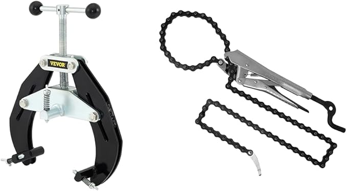 VEVOR Pipe Clamp, 2-6 in, Ultra Clamp with Quick Acting Screws & Locking Chain Pliers, Removable 48 in Chain, Holds 14 in Diameter Pipes
