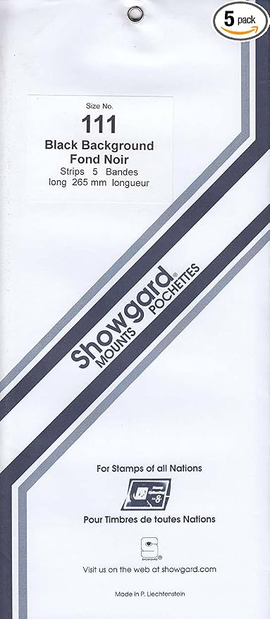 Strip Style Black Stamp Mounts Size 111 by Showgard