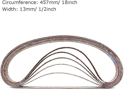 1/2 Inch x 18 Inch Sanding Belts, 120 Grits Aluminum Oxide Sanding Belt, Belt Sander Tool for Woodworking, Metal Polishing (30 Pack)