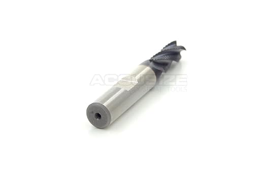 Accusize Industrial Tools 5/16'' Fine Tooth M42 8% Cobalt Tialn Roughing End Mill, 3/8'' Shk Dia, 3/4'' Flute Length, 2-1/2'' Oal, 4 Flute, 1104-0516