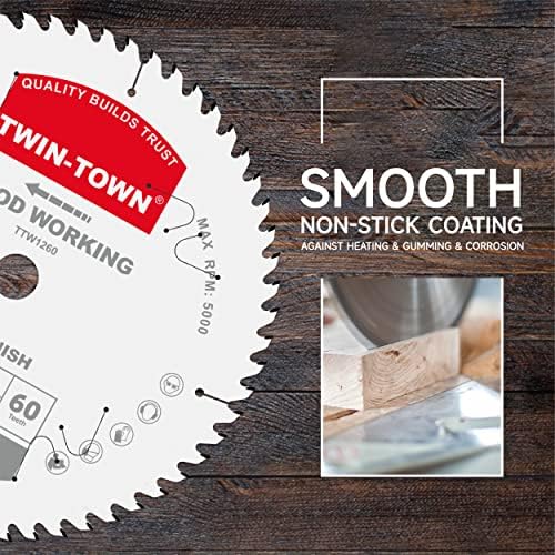 TWIN-TOWN 12-Inch 40-Tooth ATB Fine Finish Wood Cutting Circular Saw Blade, 1 Inch Arbor, Compatible with Table and Miter Saws, Premium Quality Woodworking Saw Blade
