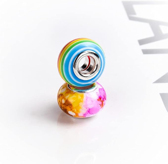 Aipridy European Large Hole Beads, Colorful Glass Charm Beads Set - Image 7