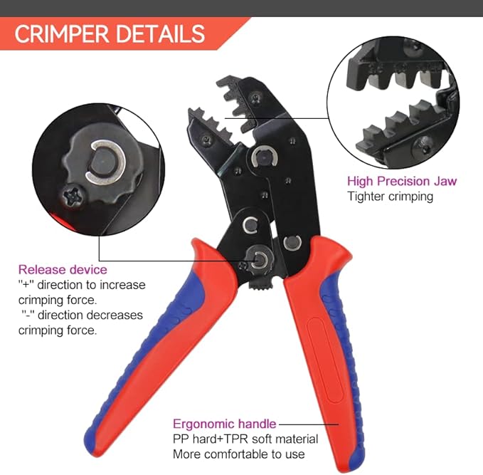 HKS Solar PV Cable Crimping Tool for Solar Connectors, AWG14-10 (2.5/4/6mm²) - 7 Inch Small Piler