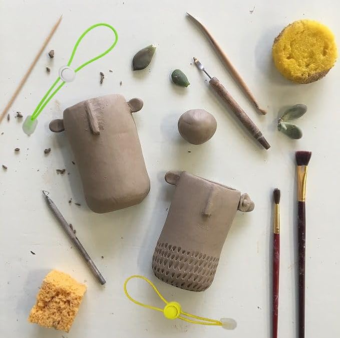 6Pcs Colour Adjustable Elasticity Clay Bag Tie, Studio Ties & Ceramic Tool - Image 4