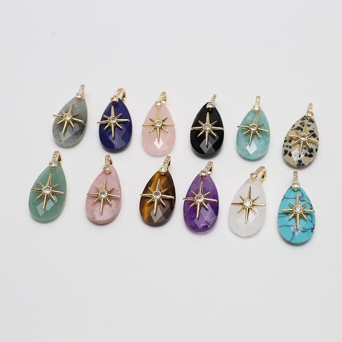 LE SKY Natural Stone Pendants Healing Crystal Gemstones - Image 2