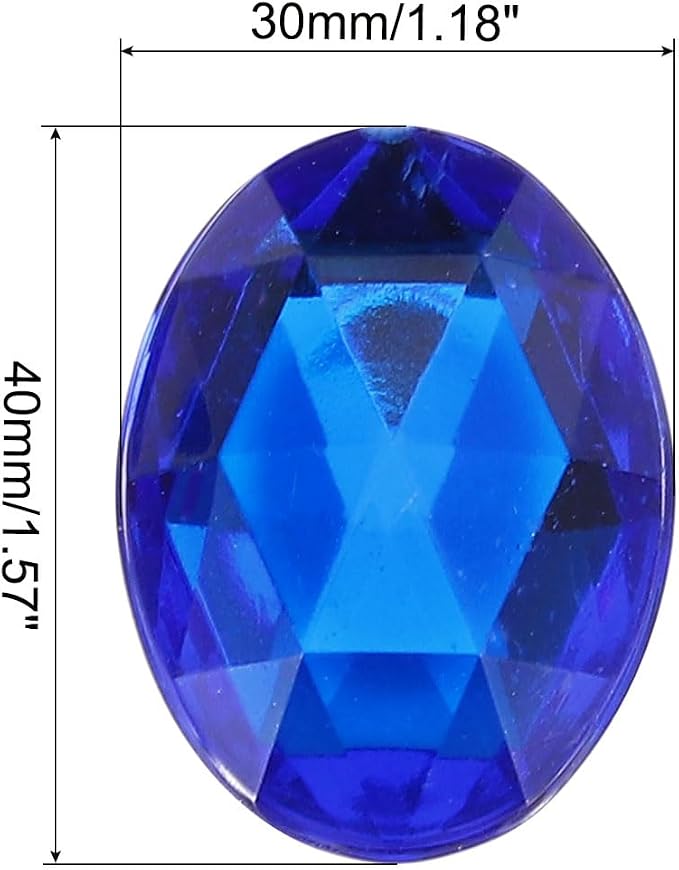 MECCANIXITY 10Pcs Acrylic Oval Gems 30x40 mm Flat Back Artificial Rhinestones - Image 2