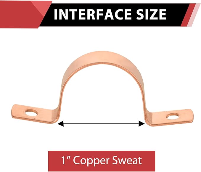 10-Pack EFIELD 1-Inch Copper Pipe Straps, Two-Hole Clamp Mount, Copper Made, (COPPER025)